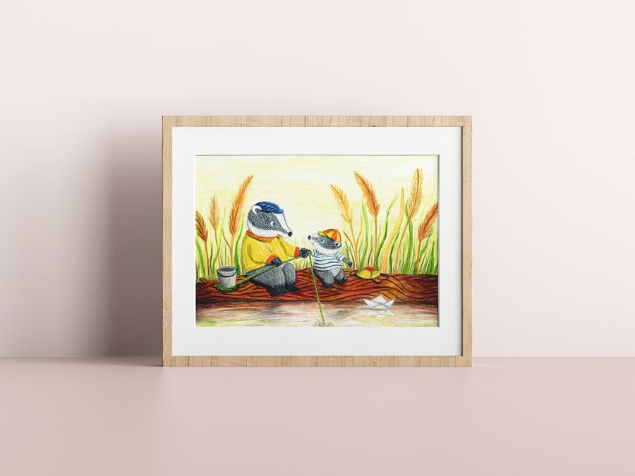 Badger Art Print - Signed 8 x 10 Print