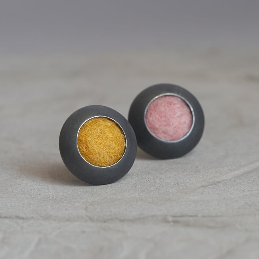 Colourful Funky Dots Sterling Silver Stud Earrings 