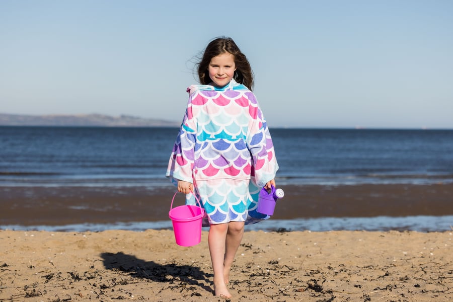 Kids Changing Towel in Mermaid Print