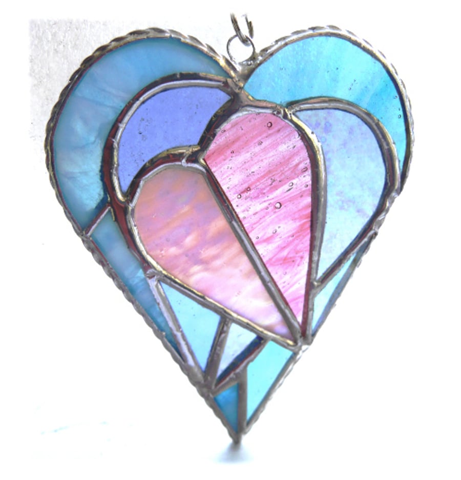 Pastel Triple Heart Stained Glass Suncatcher 007