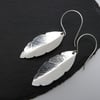 sterling silver earrings, hammered leaf jewellery