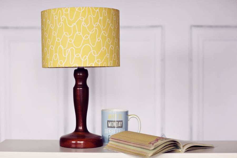 25cm Lampshade, retro lampshade, yellow lampshade, mustard lamp shade