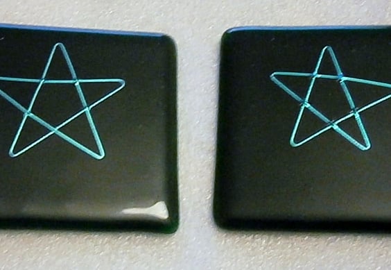 Fused glass coasters with dichroic glass star 