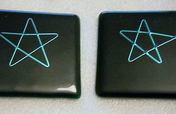 Fused glass coasters with dichroic glass star 