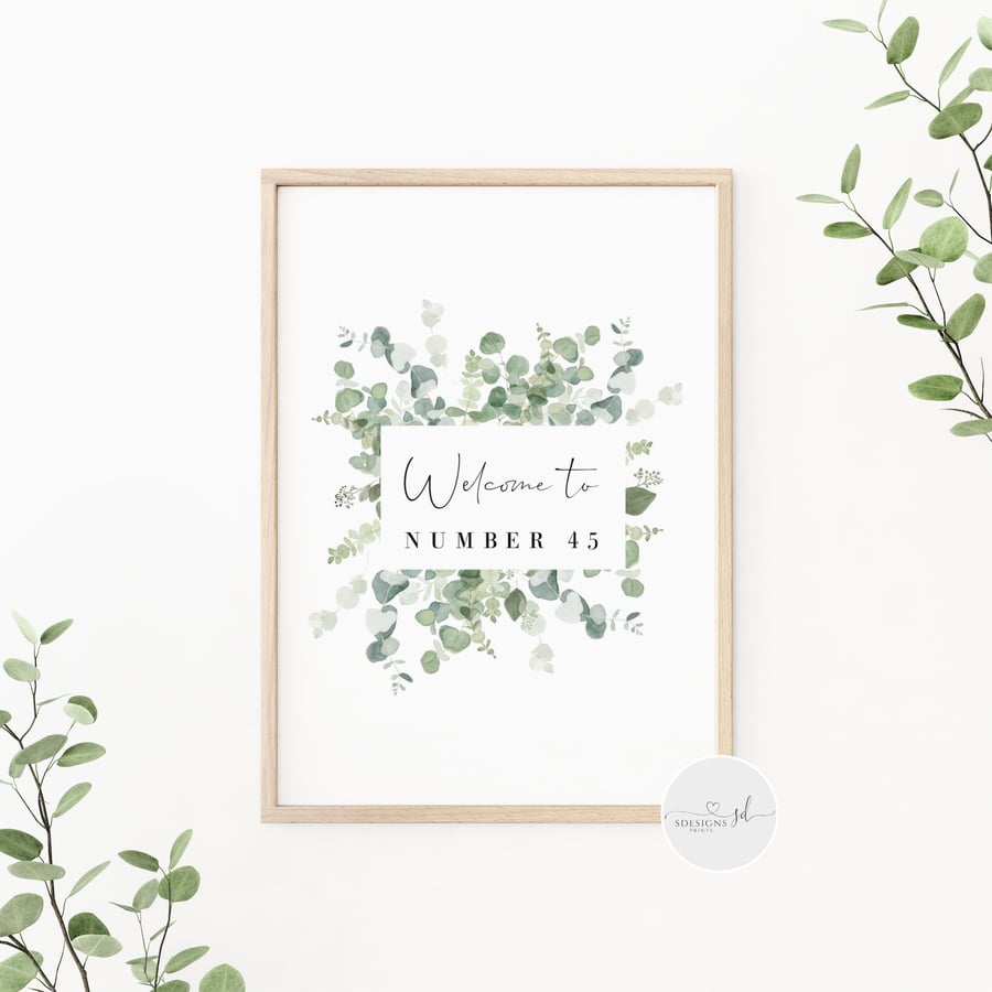 Welcome Sign Personalised Print Eucalyptus