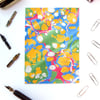 Bold marbled paper art greetings card metallic stone pattern
