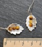Pewter leaf earrings with tigers eye stones - Image 3