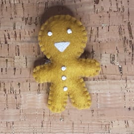 Gingerbread Man Light Brown Felt Brooch.