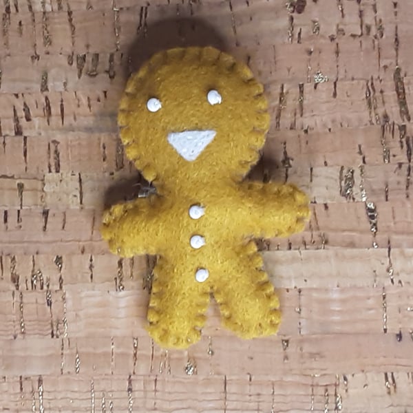 Gingerbread Man, Light Brown Felt Brooch.