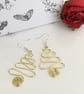 Christmas Tree Earrings, Wire Work Drop Dangle Earrings in Red, Green and Gold - Image 4