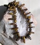 Gold Tiger Eye Crystal Gemstone Chunky Statement Tribal Style Necklace - Image 2