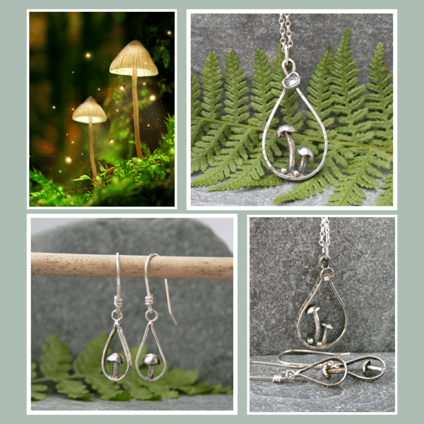 Beautiful bundle - sterling silver toadstool jewellery gift set