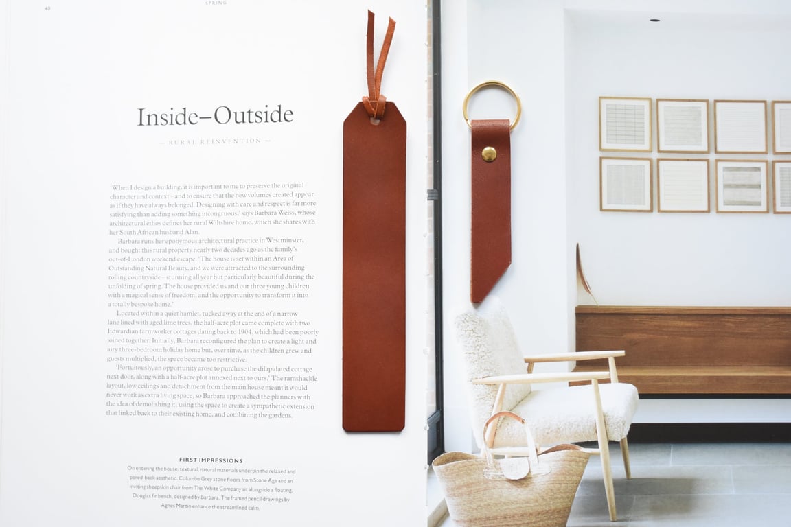 Leather Keyring Bookmark Set Handmade in Cornwall Veg-tanned Italian Leather