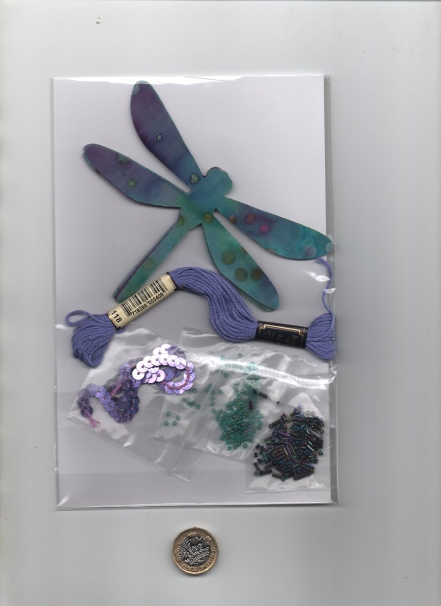 ChrissieCraft creative sewing KIT - 4 DRAGONFLIES & EMBELLISHMENTS for APPLIQUE