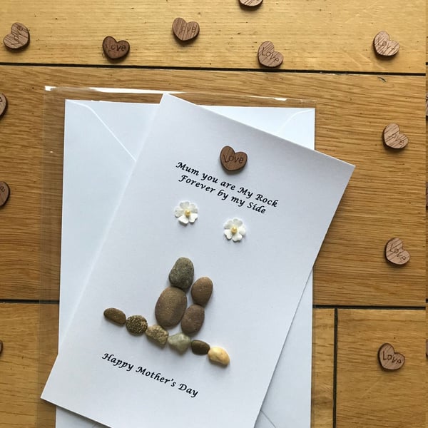 Mother's Day Personalised Card, Pebble Artwork Mother's Card, Mother's Birthday 