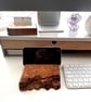 Wood Business Card Holder and Phone Holder in Solid Elm Burl - Image 3