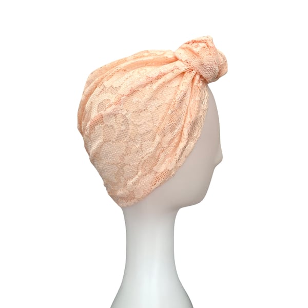 Blush Pink Lace Turban Hat for Women Summer Ladies Turban Prettied Head Wrap 