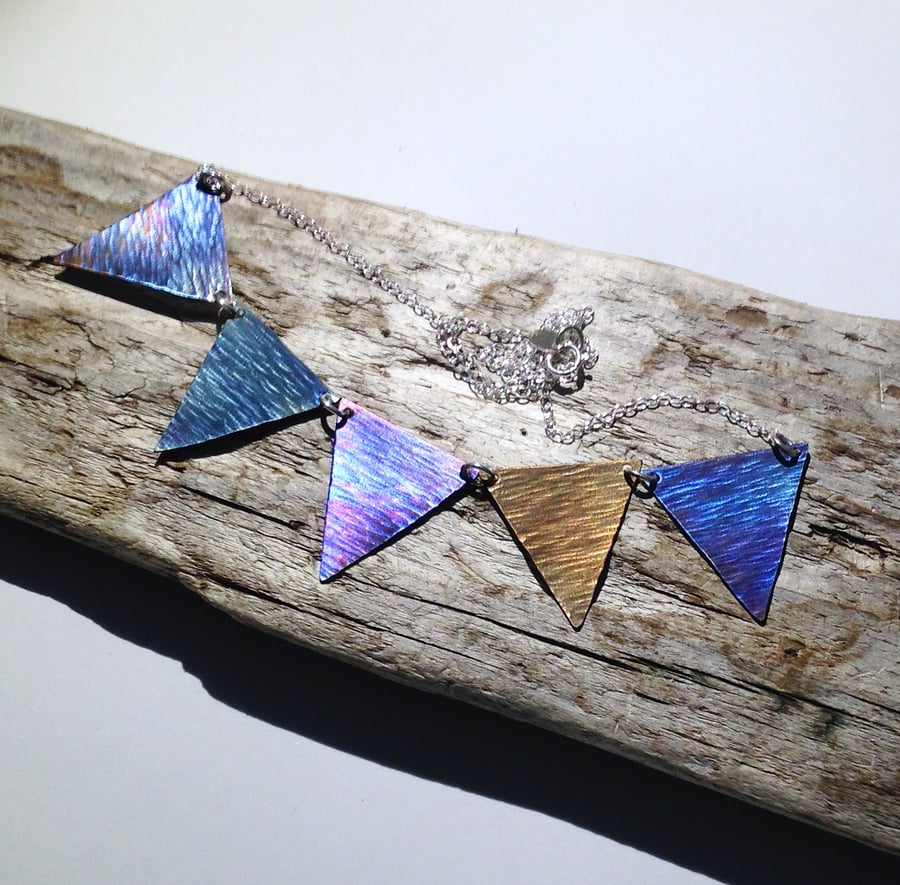 Coloured Titanium 'Bunting' Necklace - UK Free Post