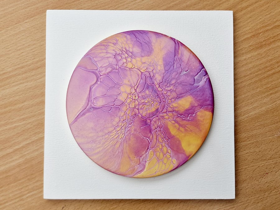 18.8cm x 18.8cm acrylic pour painting wall plaque