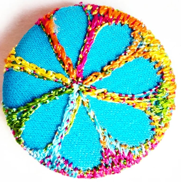 Buttons 1 inch button Hand Dyed Silks and Cottons Free Machine Embroidery Button