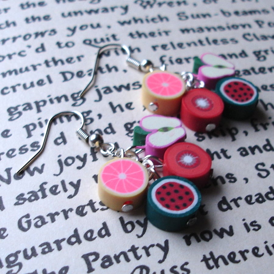 Juicy Fruits Polymer Clay Cluster Earrings Folksy
