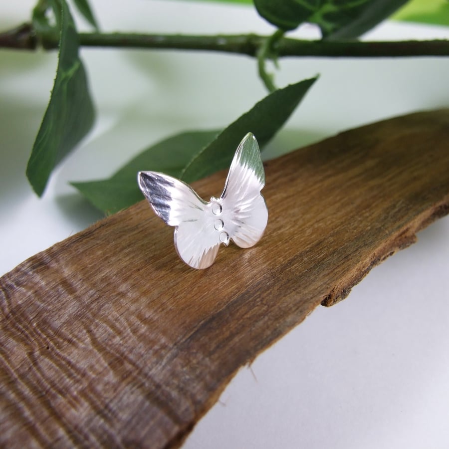 Small Silver Butterfly Lapel Pin Brooch, Sterling Silver Pin 