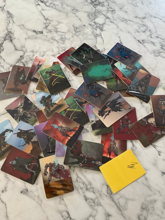 One mystery Trading card size art print