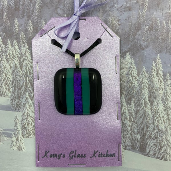 Hand Made  Dichroic Fused Glass pendant.