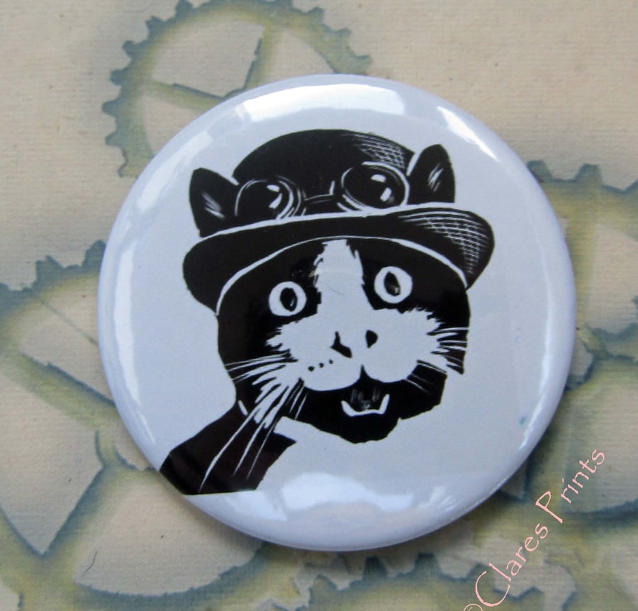 Steampunk Cat Art Badge 58mm Button Animal Badges Cats 