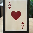 A4 Framed 'Ace of Hearts' Art Print