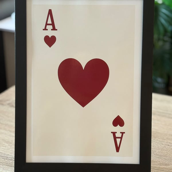A4 Framed 'Ace of Hearts' Art Print