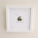Welcome Home Sea Glass House Picture - Handmade Vintage China Artwork - New Home