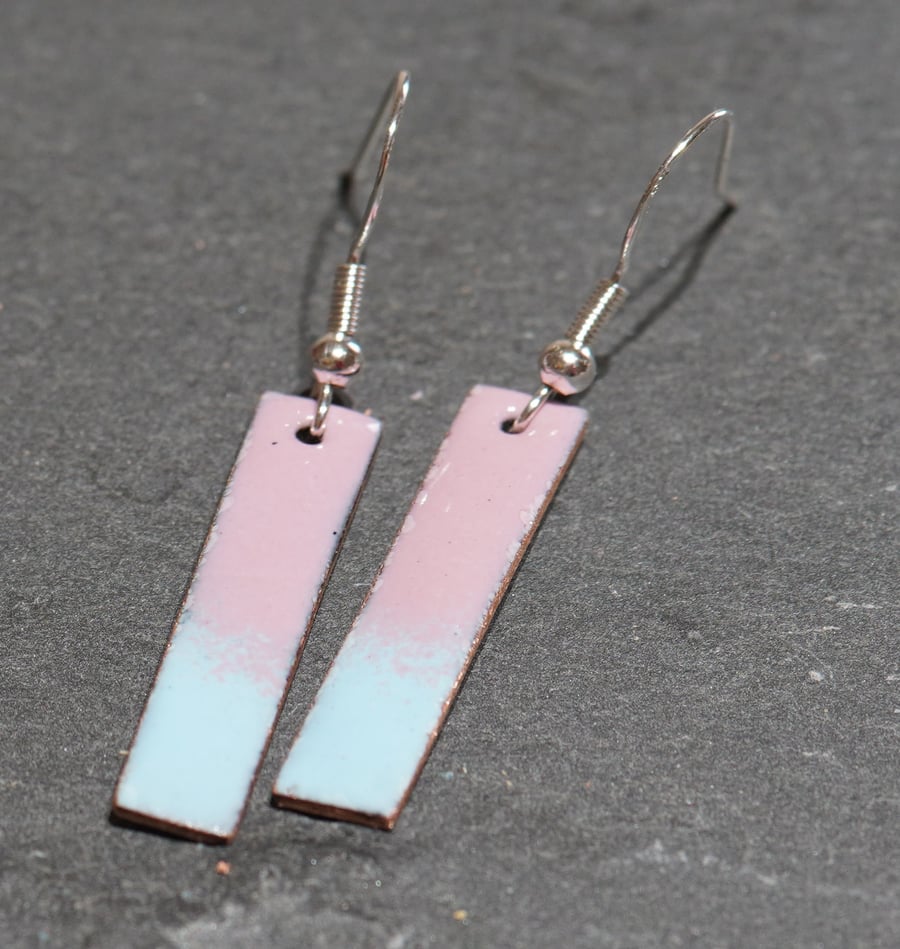 Rectangle drop enamel earrings