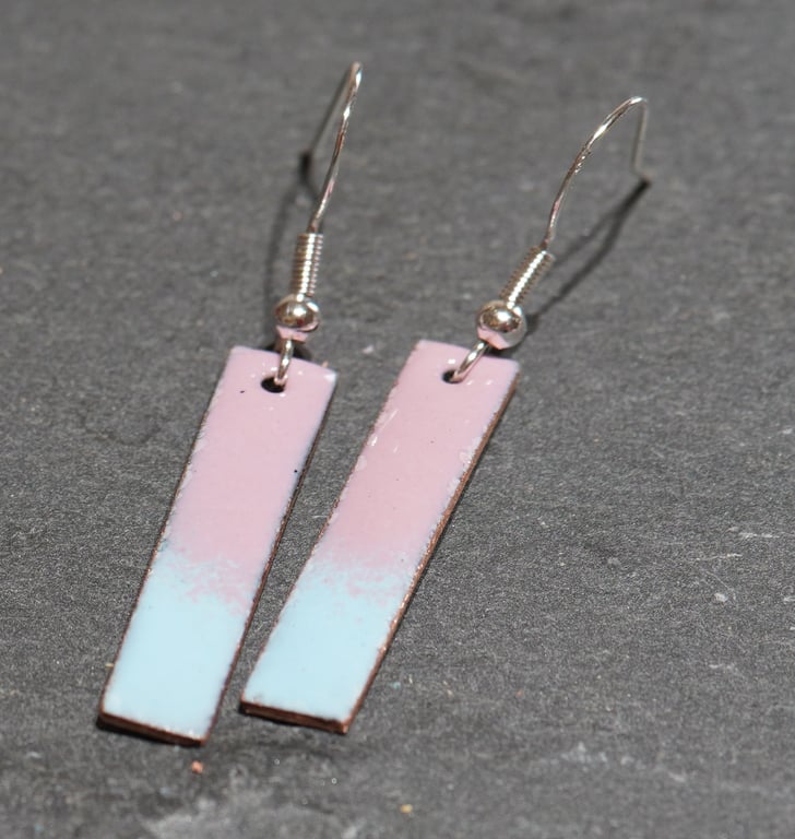 Rectangle drop enamel earrings