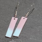 Rectangle drop enamel earrings