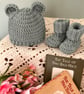 Teddy Bear Hat & Booties Gift Set