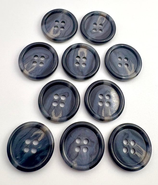 10 Khaki Buttons, Blues, 20mm, Variegated, Tortoiseshell, Buy One Get One Free