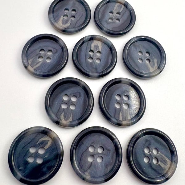10 Khaki Buttons, Blues, 20mm, Variegated, Tortoiseshell, Buy One Get One Free