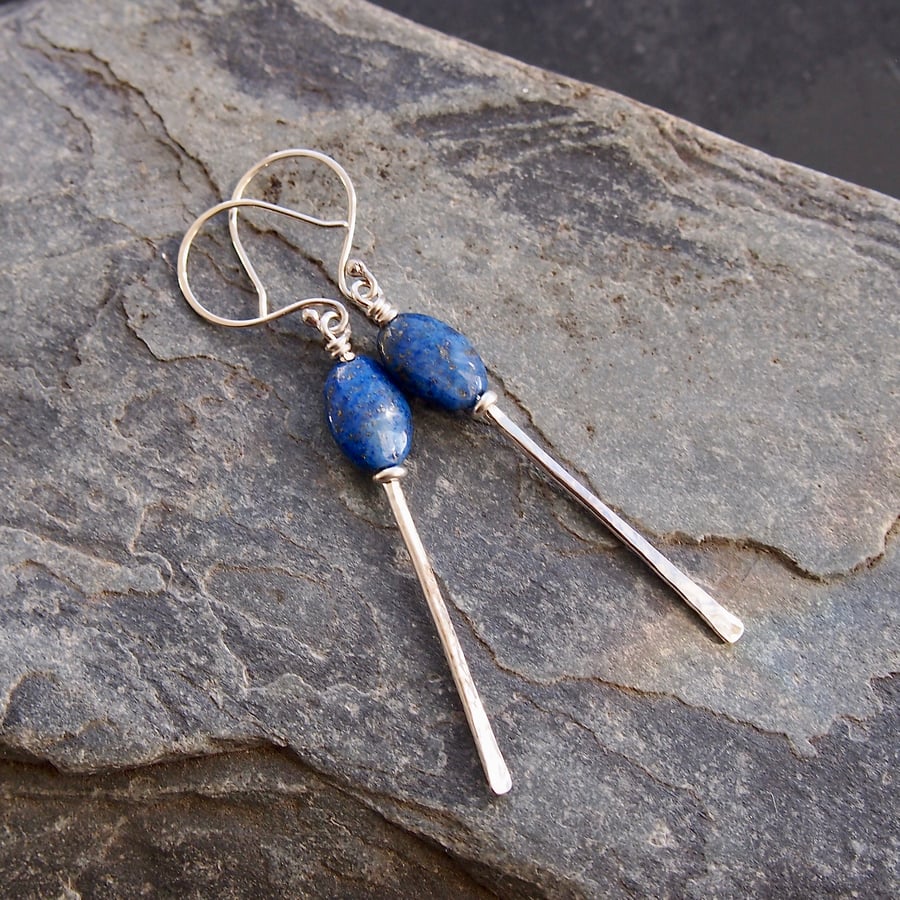 Sterling Silver and Lapis lazuli drop earrings