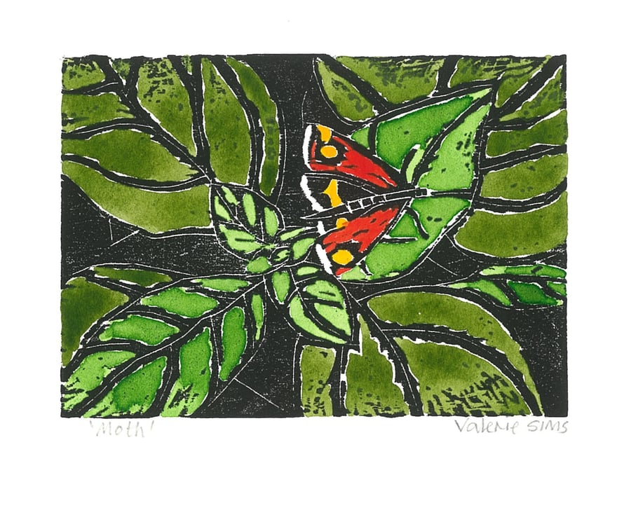 Mint Moth - Woodcut Print - Original Art for Wildlife Lovers