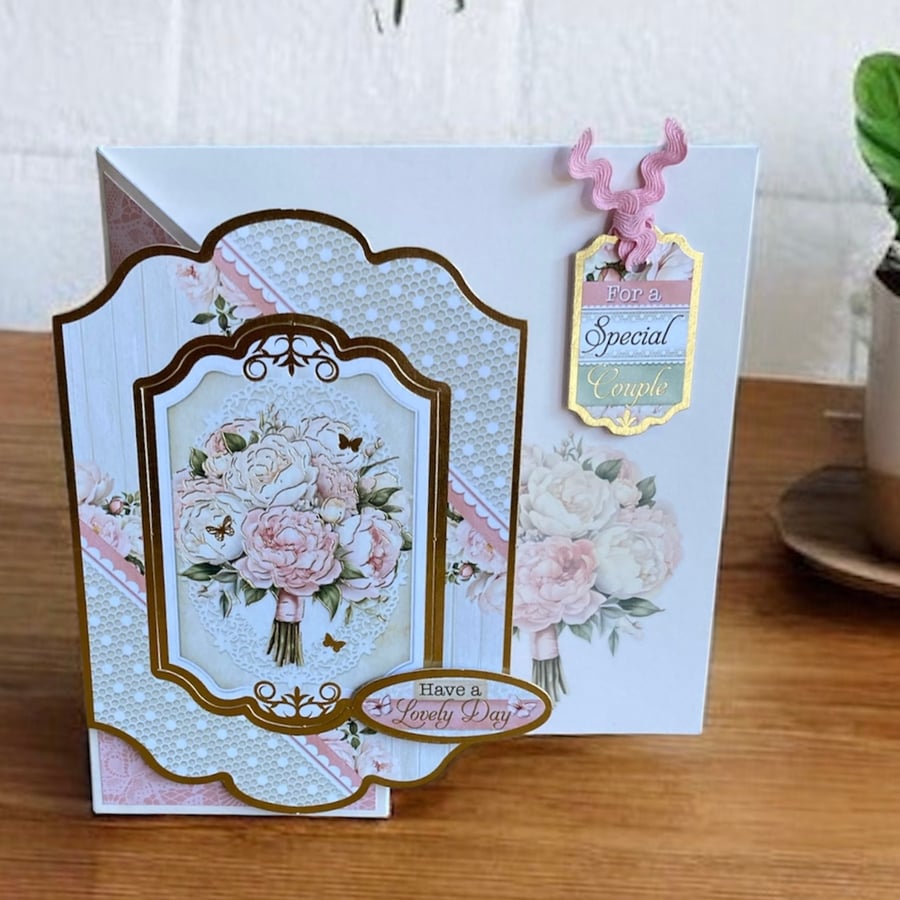 Pastel Peony Congratulations Card for an Engagement, Wedding or Anniversary 