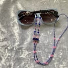 Pink and blue beaded glasses lanyard