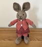 Hand Knitted Rabbit in Pink Outfit