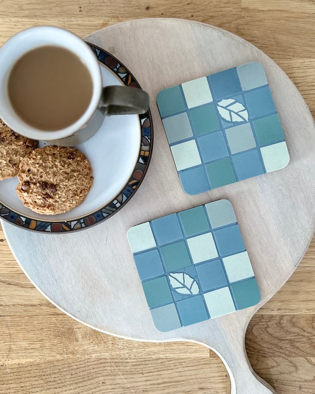 Coaster Set - Two Mosaic Chequerboard Coasters