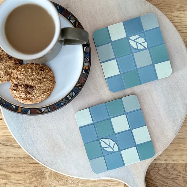 Coaster Set - Two Mosaic Chequerboard Coasters