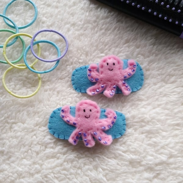 Octopus hair clips, kids hair accessories