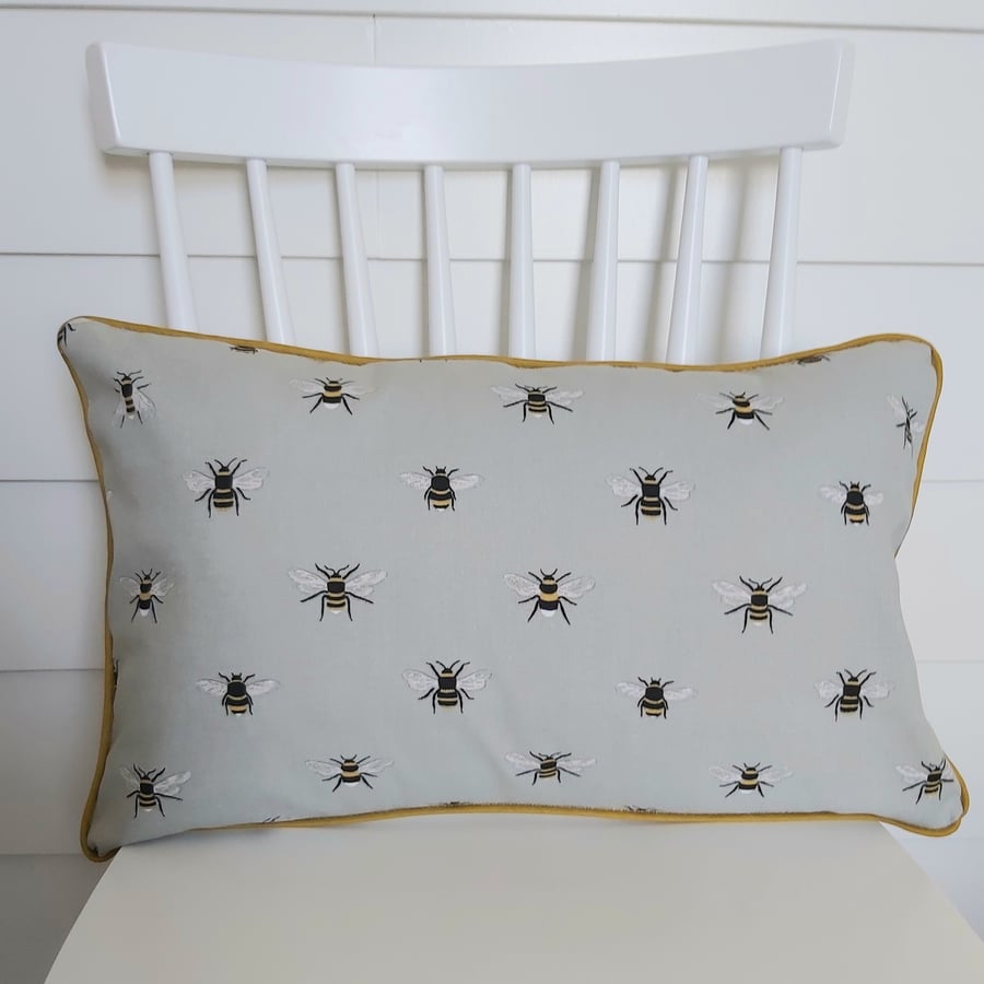 Sophie Allport Bees  Cushion with Mustard Piping