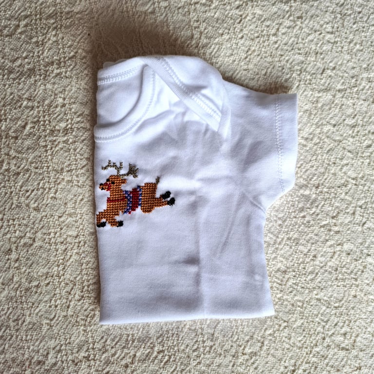 Reindeer, vest, age 6-9 months, hand embroidered