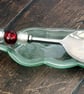 Handmade Fused Glass Wavy Recycled Wine Bottle Dish - Slumped Bottle Spoon Rest - Image 8