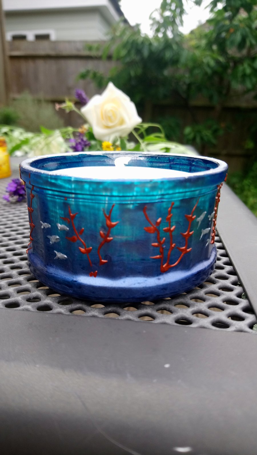 Dark Blue Candle with Seascape